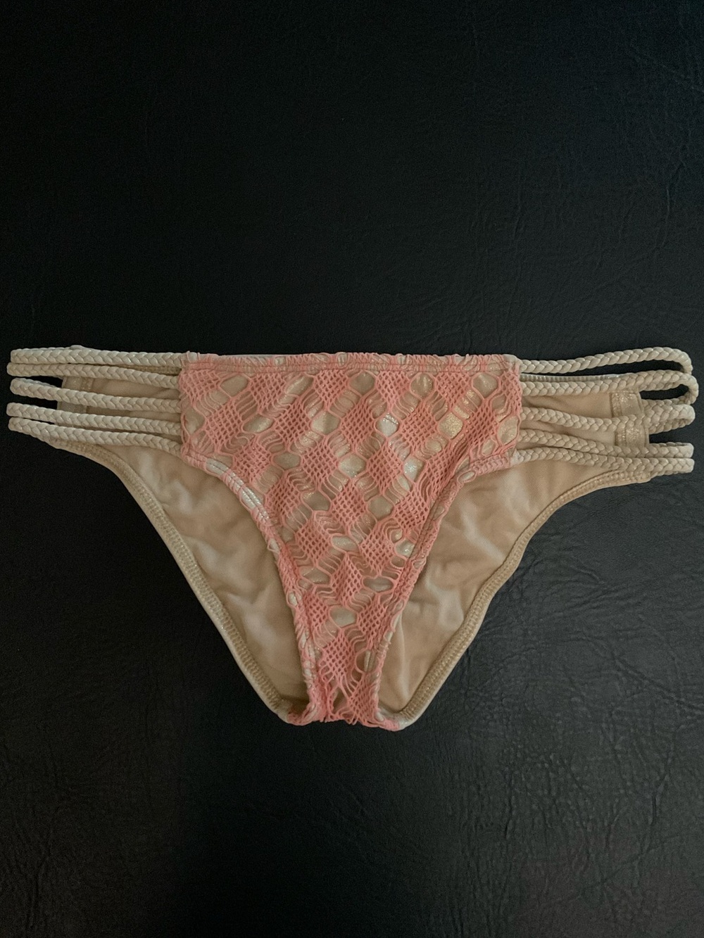 Luli Fama Diamantés de Coral Braided Strappy Full Bikini Bottoms Size X-Small